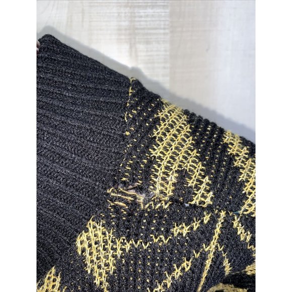 Vintage Fortune Knits Womens Black Glitter Gold Thread Sweater-8441 - Picture 6 of 7